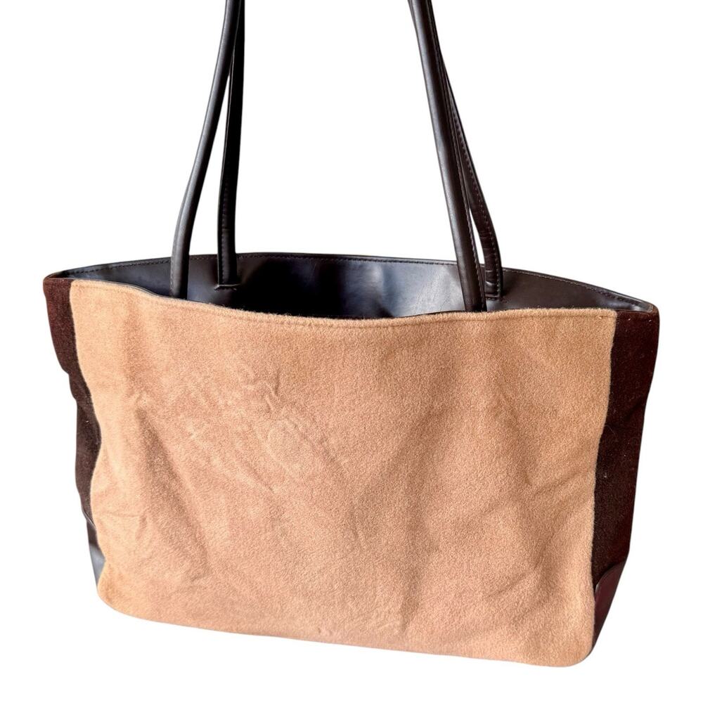 Vintage Max Mara Suede Leather Brown Tote Bag Purse
